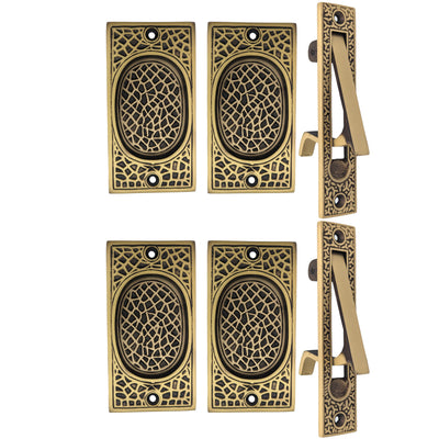 Antique Hardware Craftsman Pattern Pocket Door Set (Several Finishes Available) POCKET DOOR