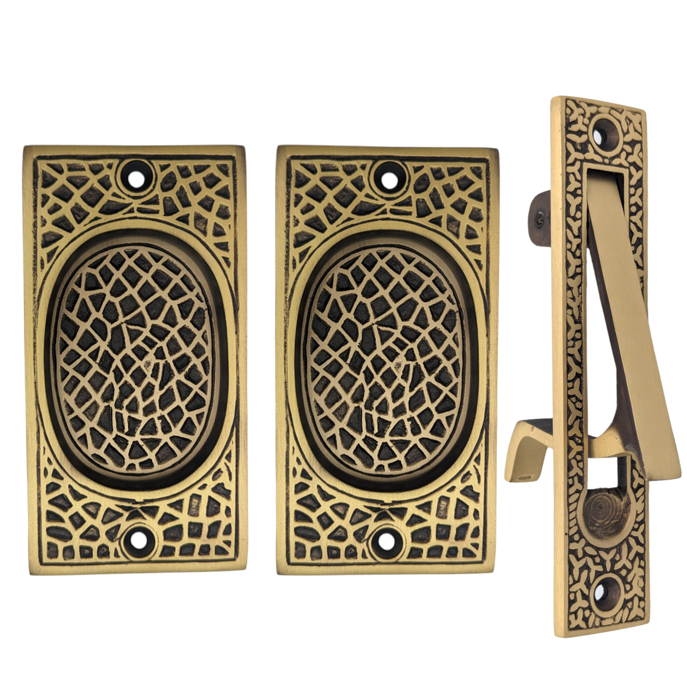 Antique Hardware Craftsman Pattern Pocket Door Set (Several Finishes Available) POCKET DOOR