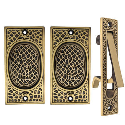 Antique Hardware Craftsman Pattern Pocket Door Set (Several Finishes Available) POCKET DOOR