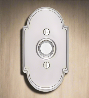 Antique Hardware 4 3/8 Inch Solid Brass Doorbell Button with Beveled Arched Rosette (Several Finishes Available) Door Bells & Chimes