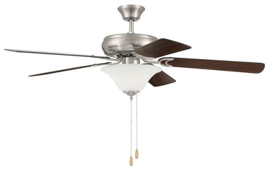 ##Antique Hardware## 52" Decorator's Choice 2 Light in Brushed Polished Nickel w/ Brushed Nickel/Walnut Blades