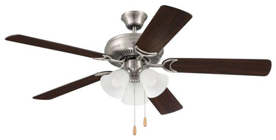 ##Antique Hardware## 52" Decorator's Choice 3 Light in Brushed Polished Nickel w/ Brushed Nickel/Walnut Blades