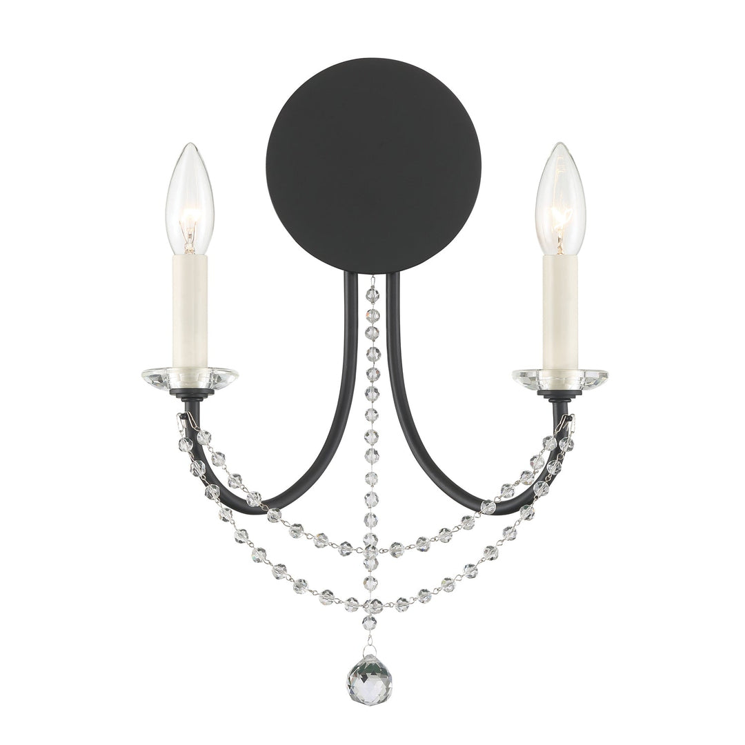Antique Hardware Delilah 2 Light Matte Black Sconce Wall Sconce