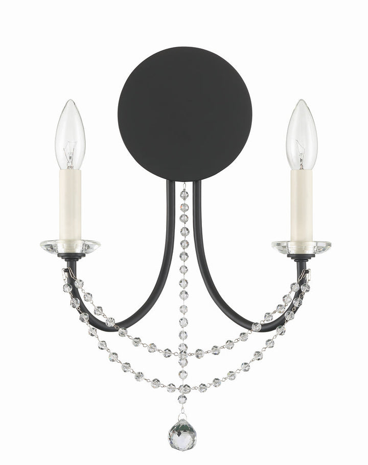 Antique Hardware Delilah 2 Light Matte Black Sconce Wall Sconce