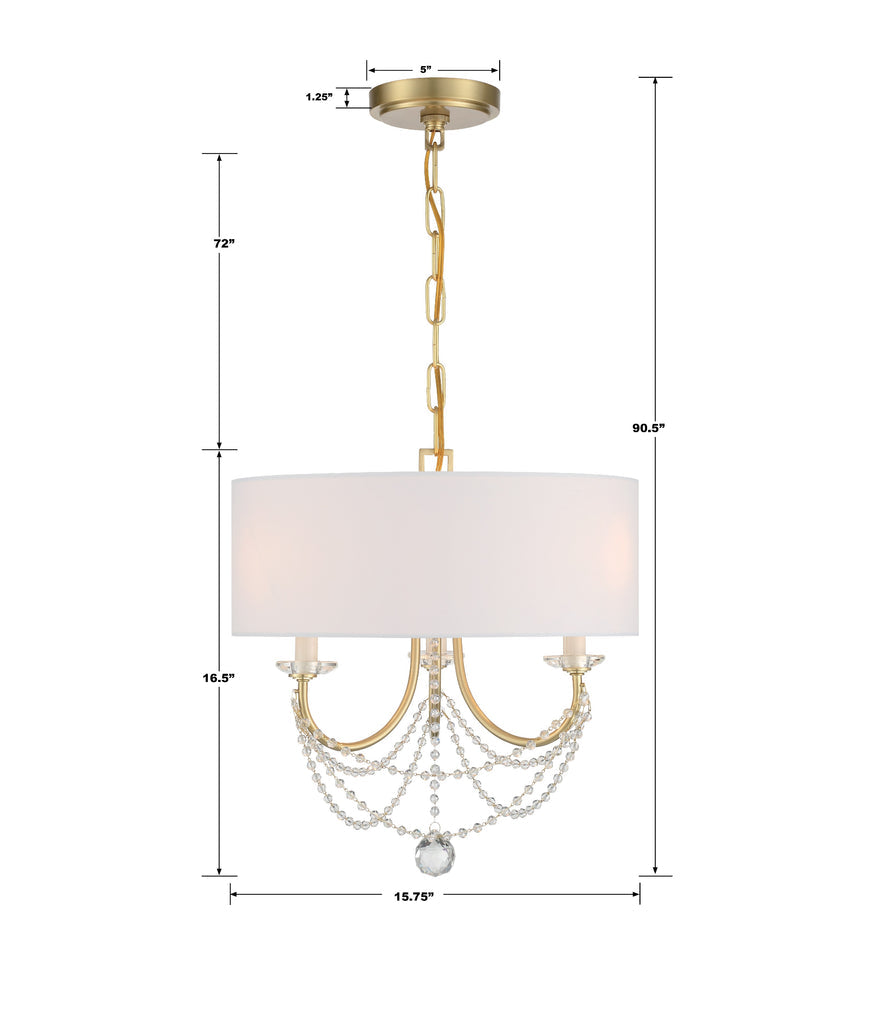 Antique Hardware Delilah 3 Light Aged Brass Mini Chandelier Chandelier