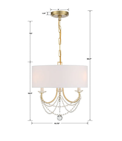 Antique Hardware Delilah 3 Light Aged Brass Mini Chandelier Chandelier