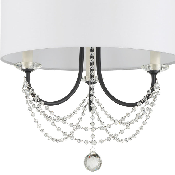 ##Antique Hardware## Delilah 3 Light Matte Black Mini Chandelier