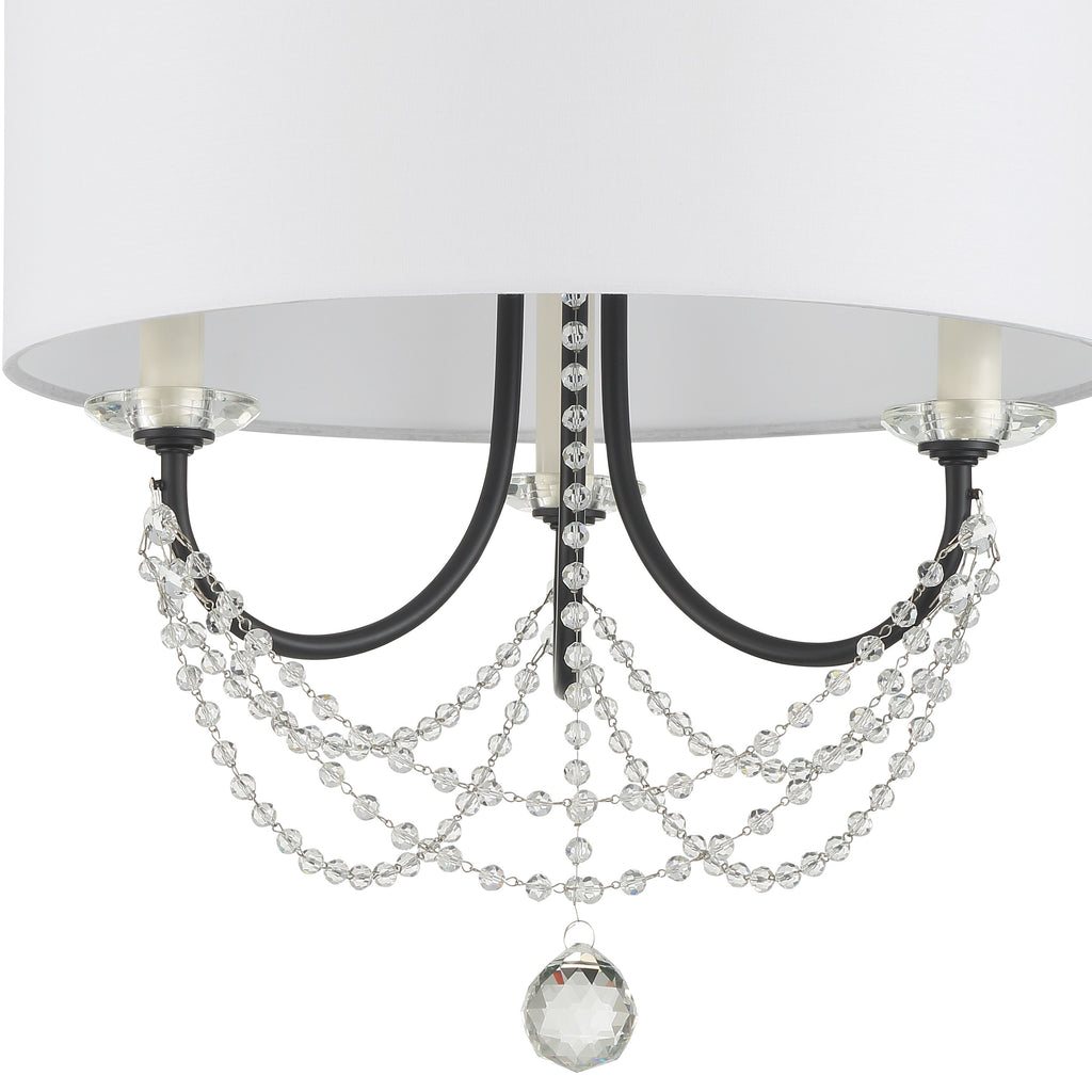 Antique Hardware Delilah 3 Light Matte Black Mini Chandelier Chandelier