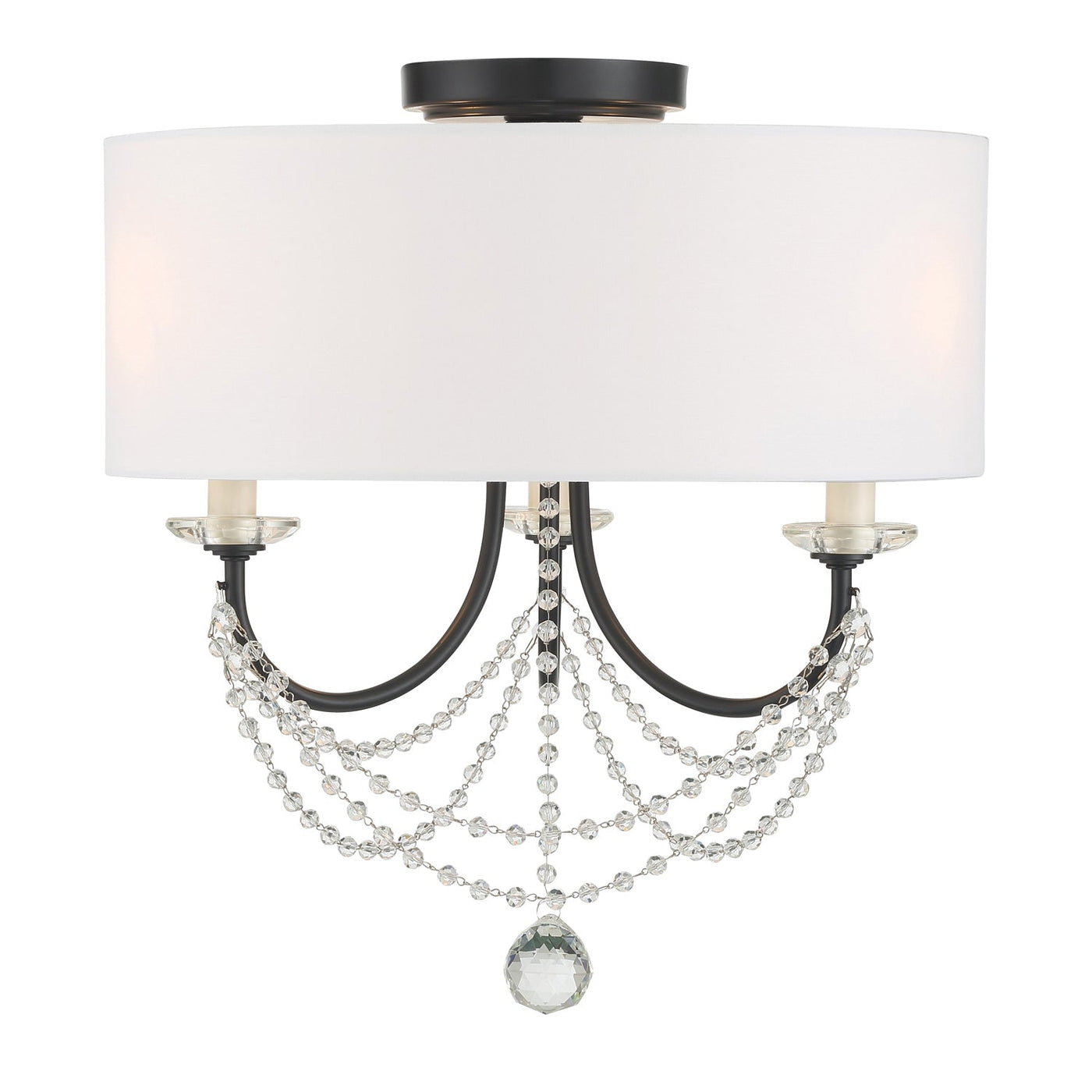 Antique Hardware Delilah 3 Light Matte Black Semi Flush Mount Semi Flush