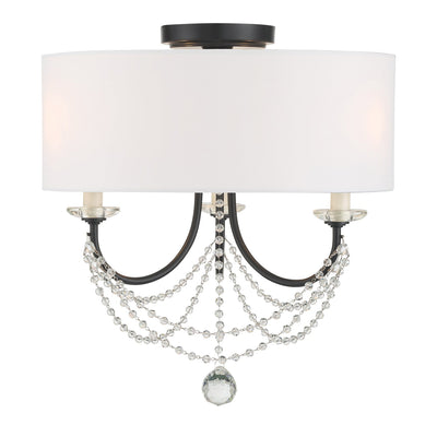 Antique Hardware Delilah 3 Light Matte Black Semi Flush Mount Semi Flush