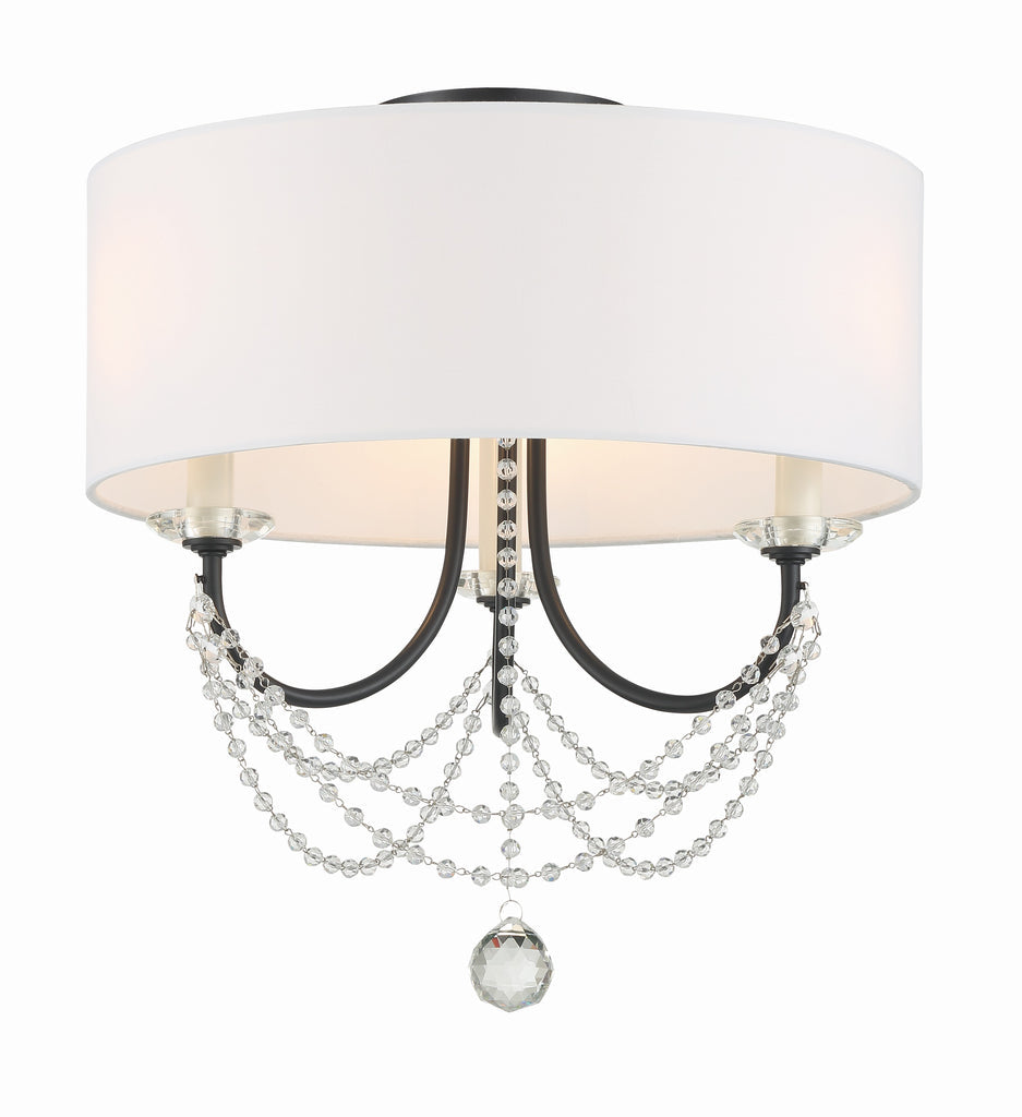 Antique Hardware Delilah 3 Light Matte Black Semi Flush Mount Semi Flush