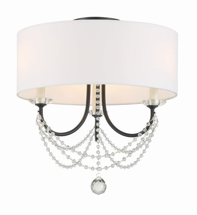 Antique Hardware Delilah 3 Light Matte Black Semi Flush Mount Semi Flush