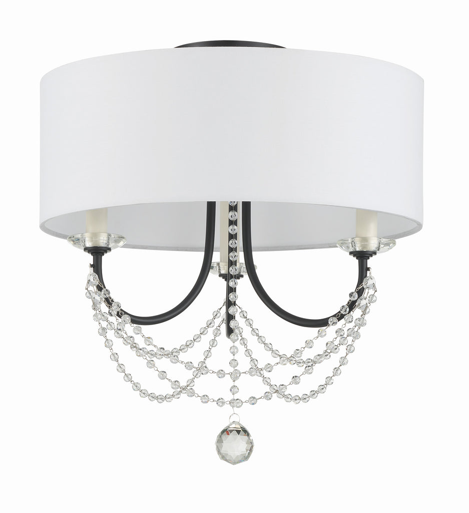 Antique Hardware Delilah 3 Light Matte Black Semi Flush Mount Semi Flush