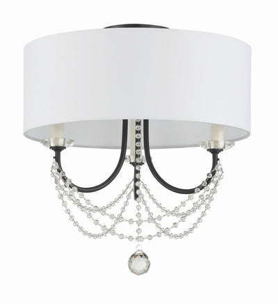Antique Hardware Delilah 3 Light Matte Black Semi Flush Mount Semi Flush