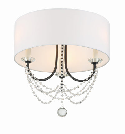 Antique Hardware Delilah 3 Light Matte Black Semi Flush Mount Semi Flush