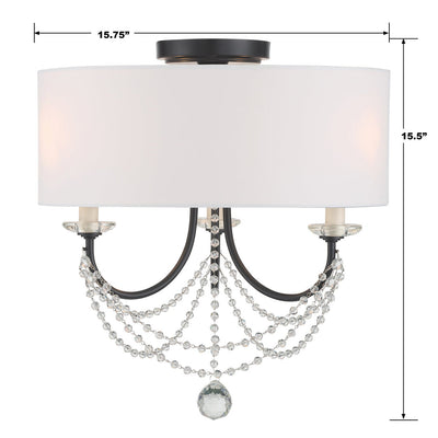 Antique Hardware Delilah 3 Light Matte Black Semi Flush Mount Semi Flush
