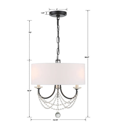 Antique Hardware Delilah 3 Light Matte Black Mini Chandelier Chandelier