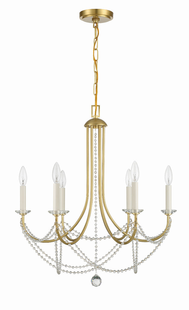 ##Antique Hardware## Delilah 6 Light Aged Brass Chandelier