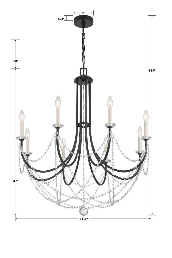 Antique Hardware Delilah 8 Light Matte Black Chandelier Chandelier