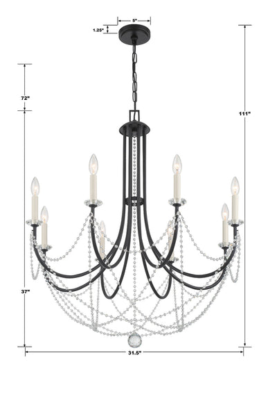 Antique Hardware Delilah 8 Light Matte Black Chandelier Chandelier