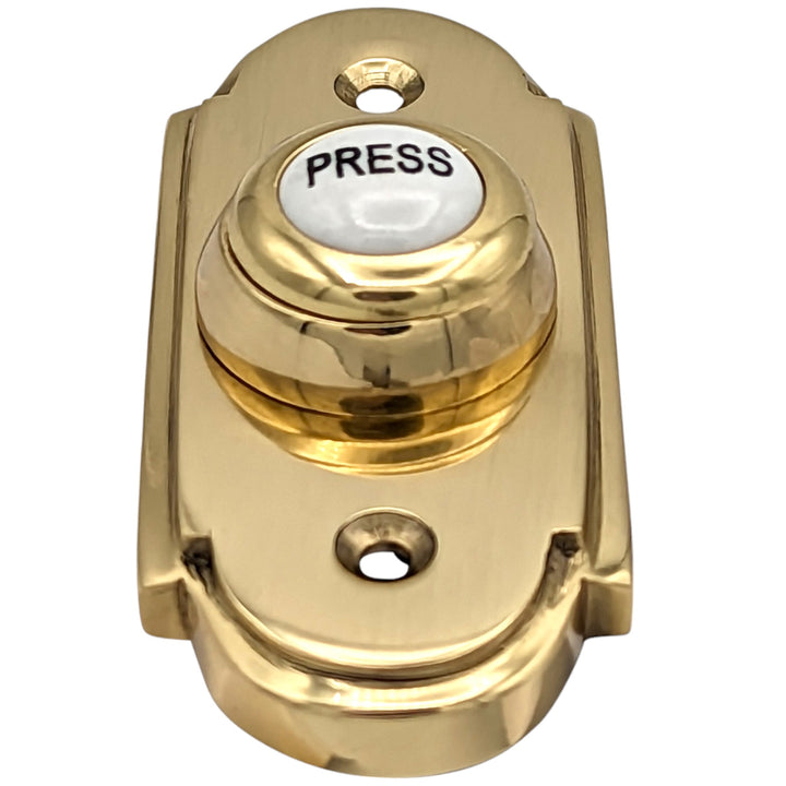 ##Antique Hardware## 3 Inch Solid Brass Arched Porcelain "Press" Doorbell Button (Several Finishes Available)