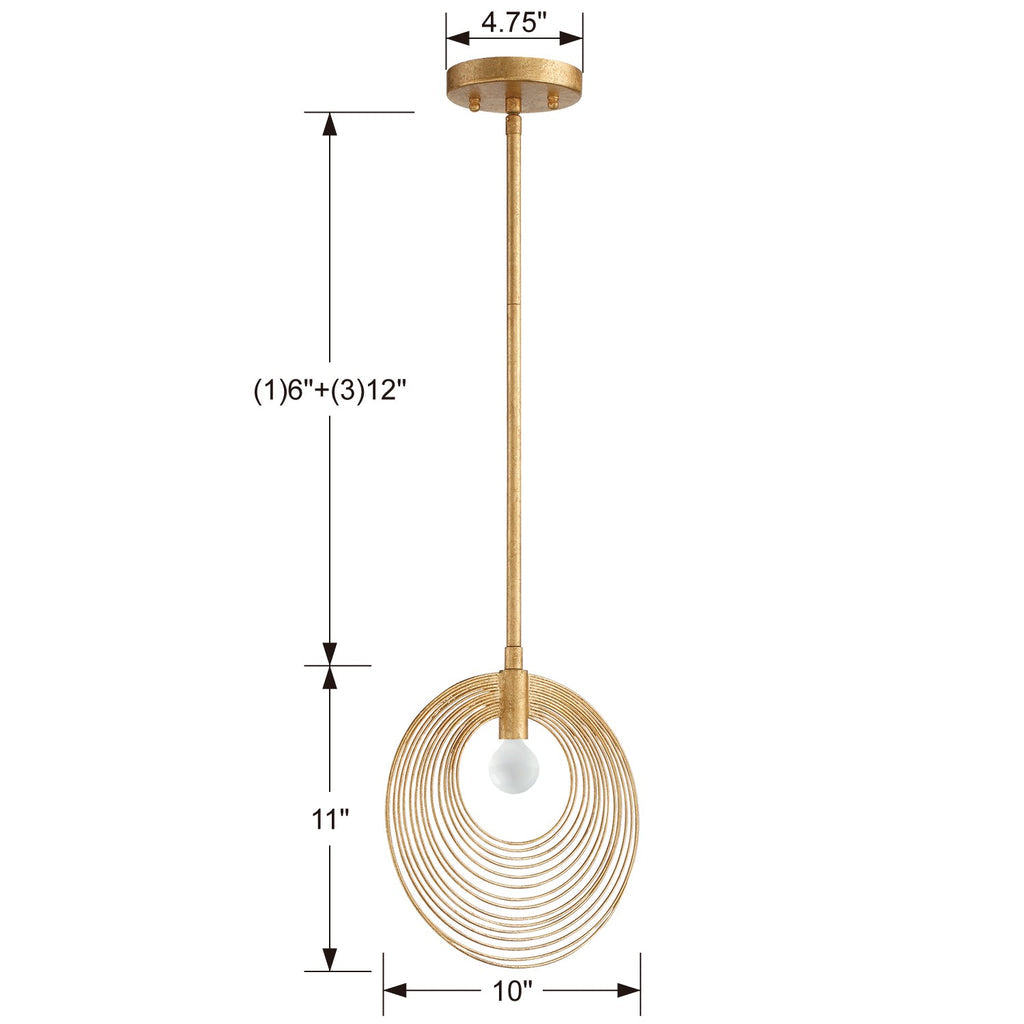 ##Antique Hardware## Doral 1 Light Renaissance Gold Mini Pendant