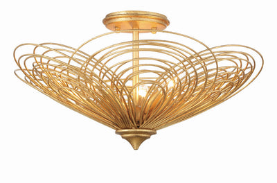 ##Antique Hardware## Doral 3 Light Renaissance Gold Semi Flush Mount