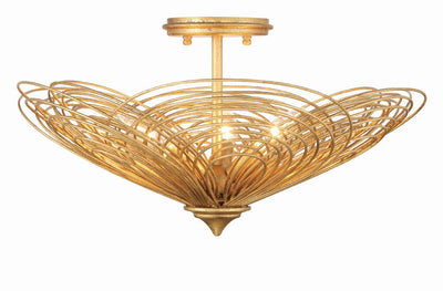 ##Antique Hardware## Doral 3 Light Renaissance Gold Semi Flush Mount