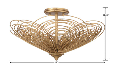 ##Antique Hardware## Doral 3 Light Renaissance Gold Semi Flush Mount