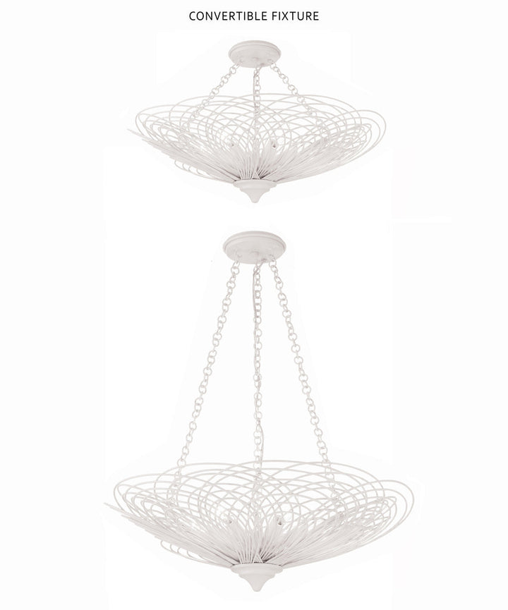 ##Antique Hardware## Doral 6 Light Matte White Semi Flush Mount