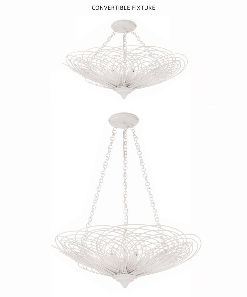 ##Antique Hardware## Doral 6 Light Matte White Semi Flush Mount