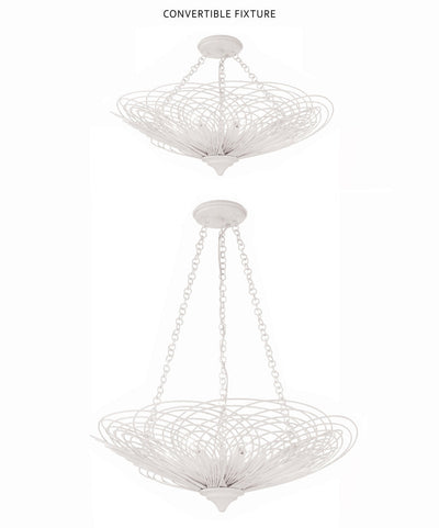 ##Antique Hardware## Doral 6 Light Matte White Semi Flush Mount