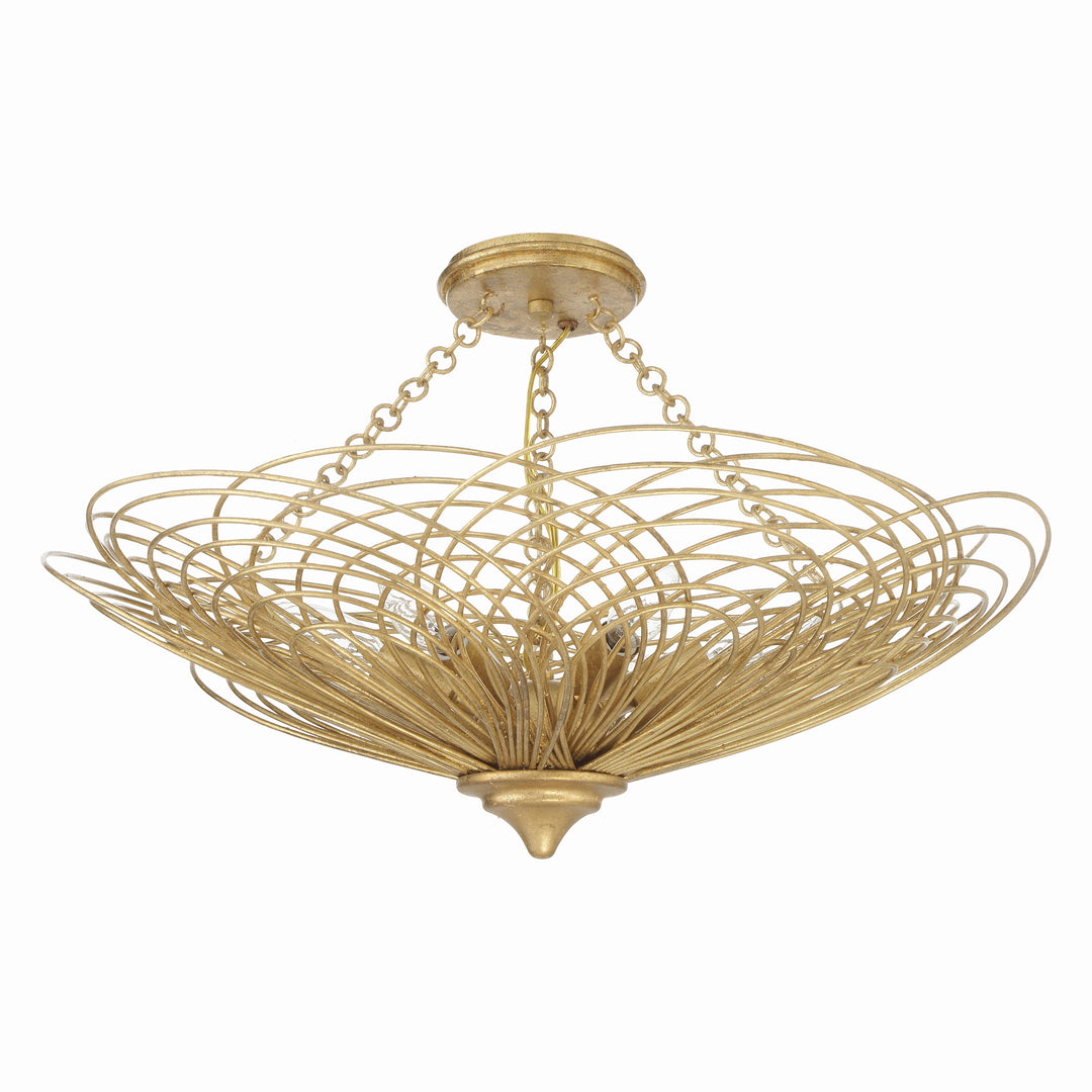 ##Antique Hardware## Doral 6 Light Renaissance Gold Semi Flush Mount