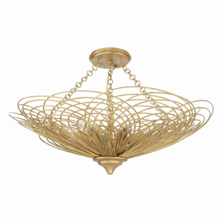 ##Antique Hardware## Doral 6 Light Renaissance Gold Semi Flush Mount