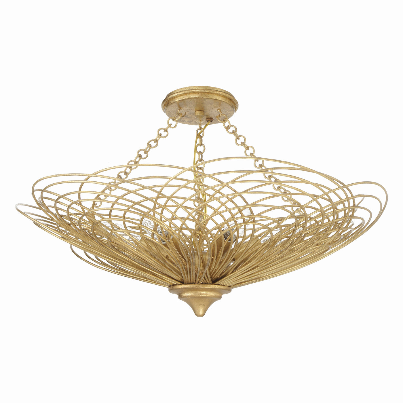 ##Antique Hardware## Doral 6 Light Renaissance Gold Semi Flush Mount