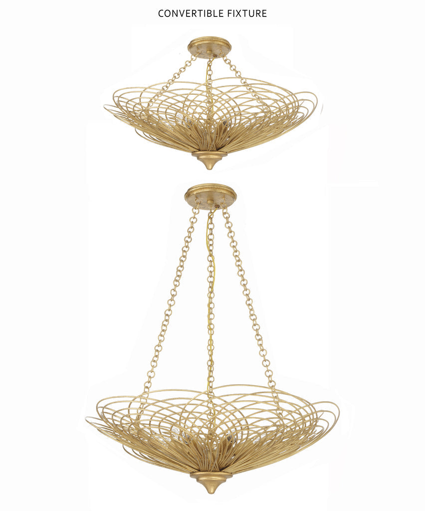 ##Antique Hardware## Doral 6 Light Renaissance Gold Semi Flush Mount