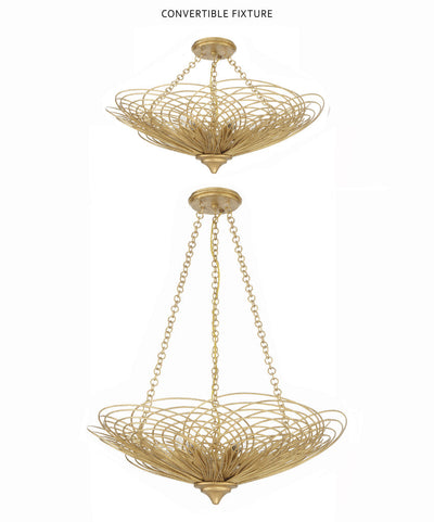 ##Antique Hardware## Doral 6 Light Renaissance Gold Semi Flush Mount
