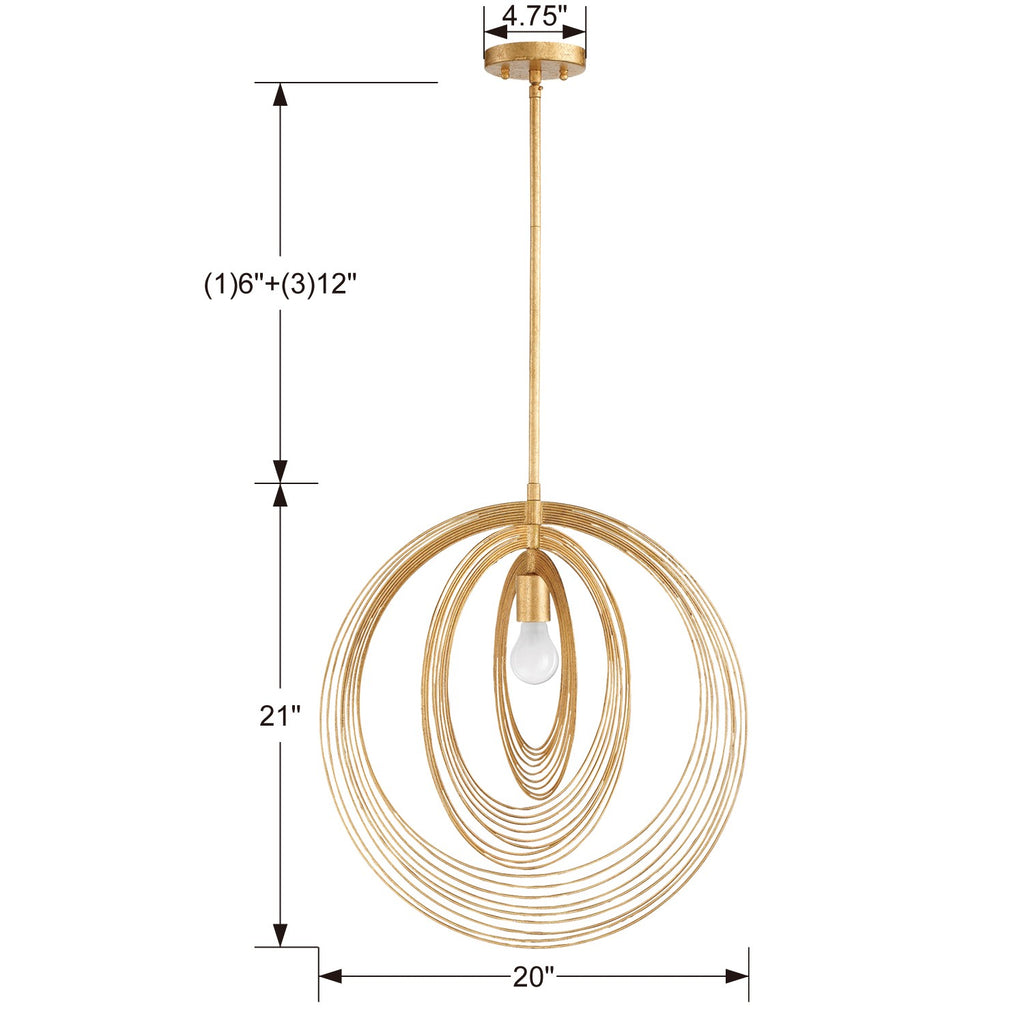 ##Antique Hardware## Doral 1 Light Renaissance Gold Pendant