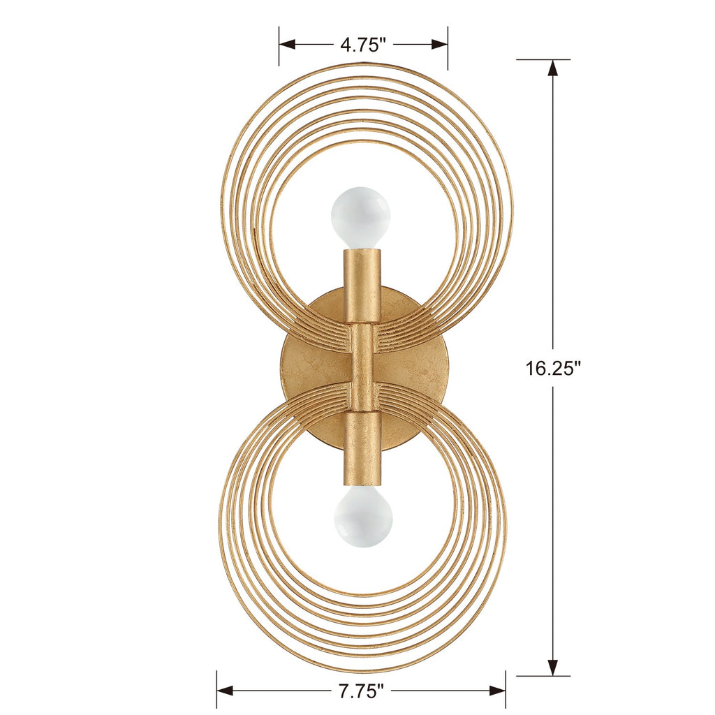 ##Antique Hardware## Doral 2 Light Renaissance Gold Sconce