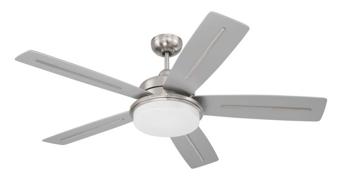 Antique Hardware 54" Drew in Brushed Polished Nickel w/ Brushed Nickel/Greywood Blades Ceiling Fan