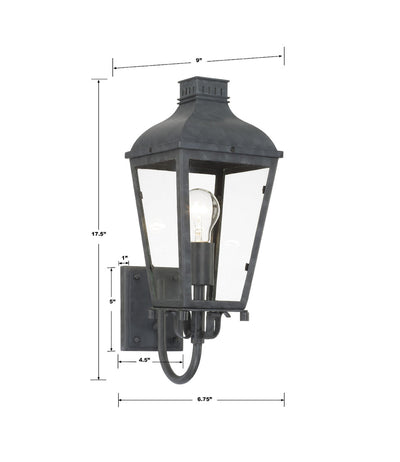 ##Antique Hardware## Dumont 1 Light Graphite Outdoor Sconce