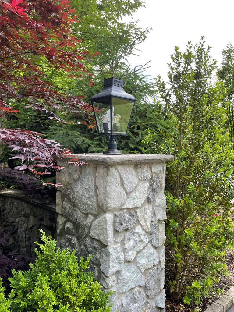 ##Antique Hardware## Dumont 3 Light Graphite Outdoor Post