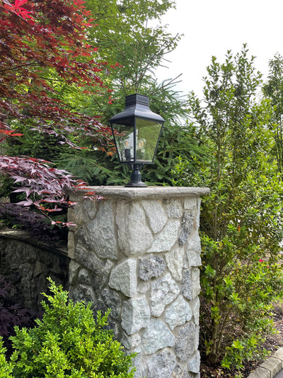 ##Antique Hardware## Dumont 3 Light Graphite Outdoor Post