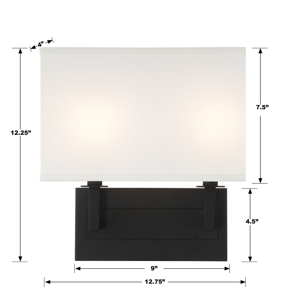 ##Antique Hardware## Durham 2 Light Black Forged Sconce