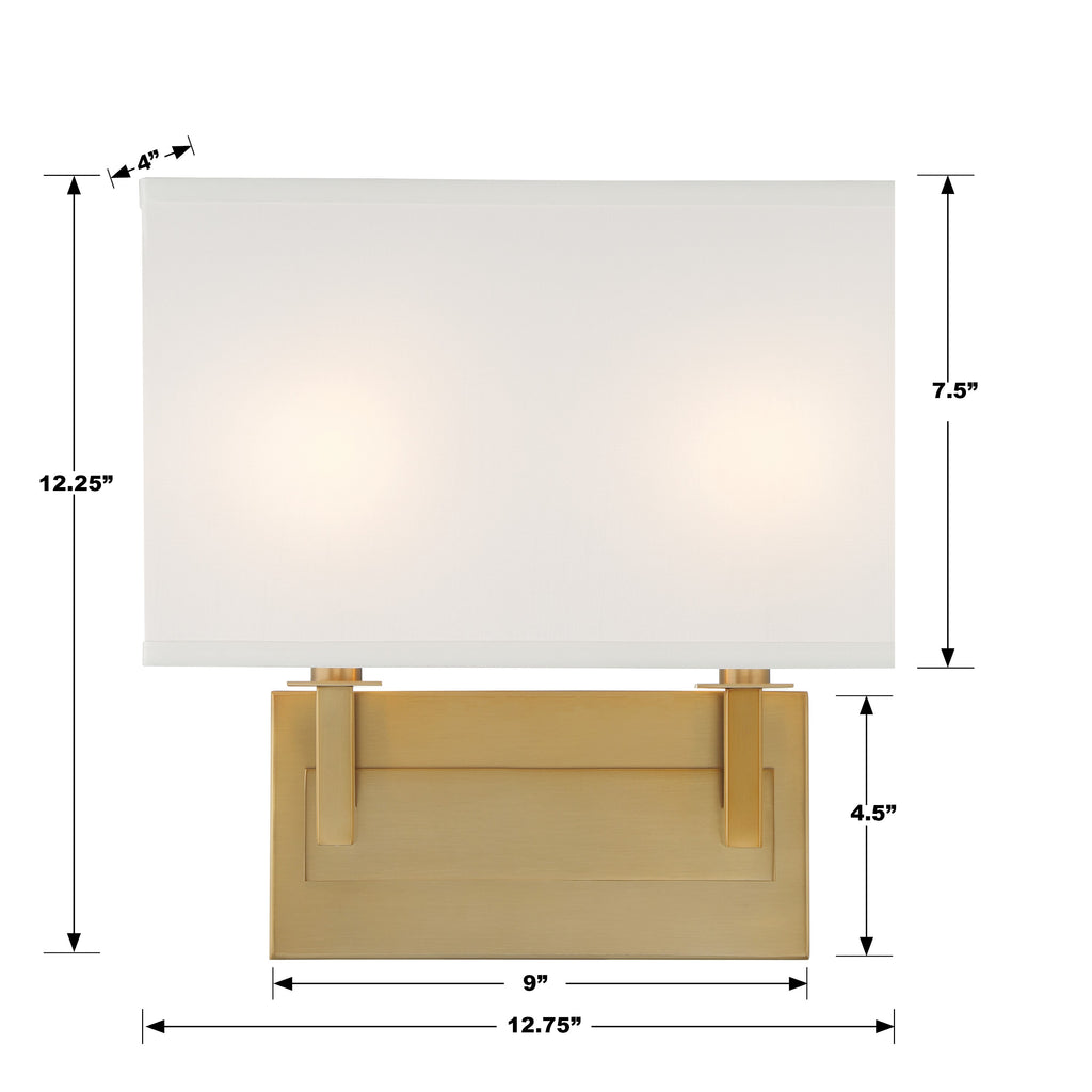 ##Antique Hardware## Durham 2 Light Vibrant Gold Sconce