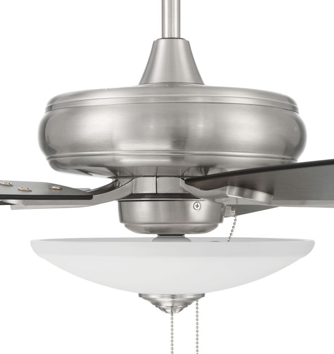 ##Antique Hardware## 52" Eos 3 Light Bowl in Brushed Polished Nickel w/ Brushed Nickel/Greywood Blades
