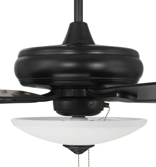##Antique Hardware## 52" Eos 3 Light Bowl in Flat Black w/ Flat Black/Greywood Blades