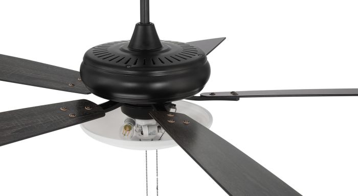 ##Antique Hardware## 52" Eos 3 Light Bowl in Flat Black w/ Flat Black/Greywood Blades