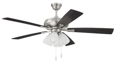 ##Antique Hardware## 52" Eos Frost 4 Light in Brushed Polished Nickel w/ Brushed Nickel/Greywood Blades