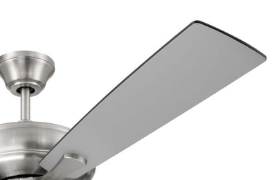 ##Antique Hardware## 52" Eos Frost 4 Light in Brushed Polished Nickel w/ Brushed Nickel/Greywood Blades